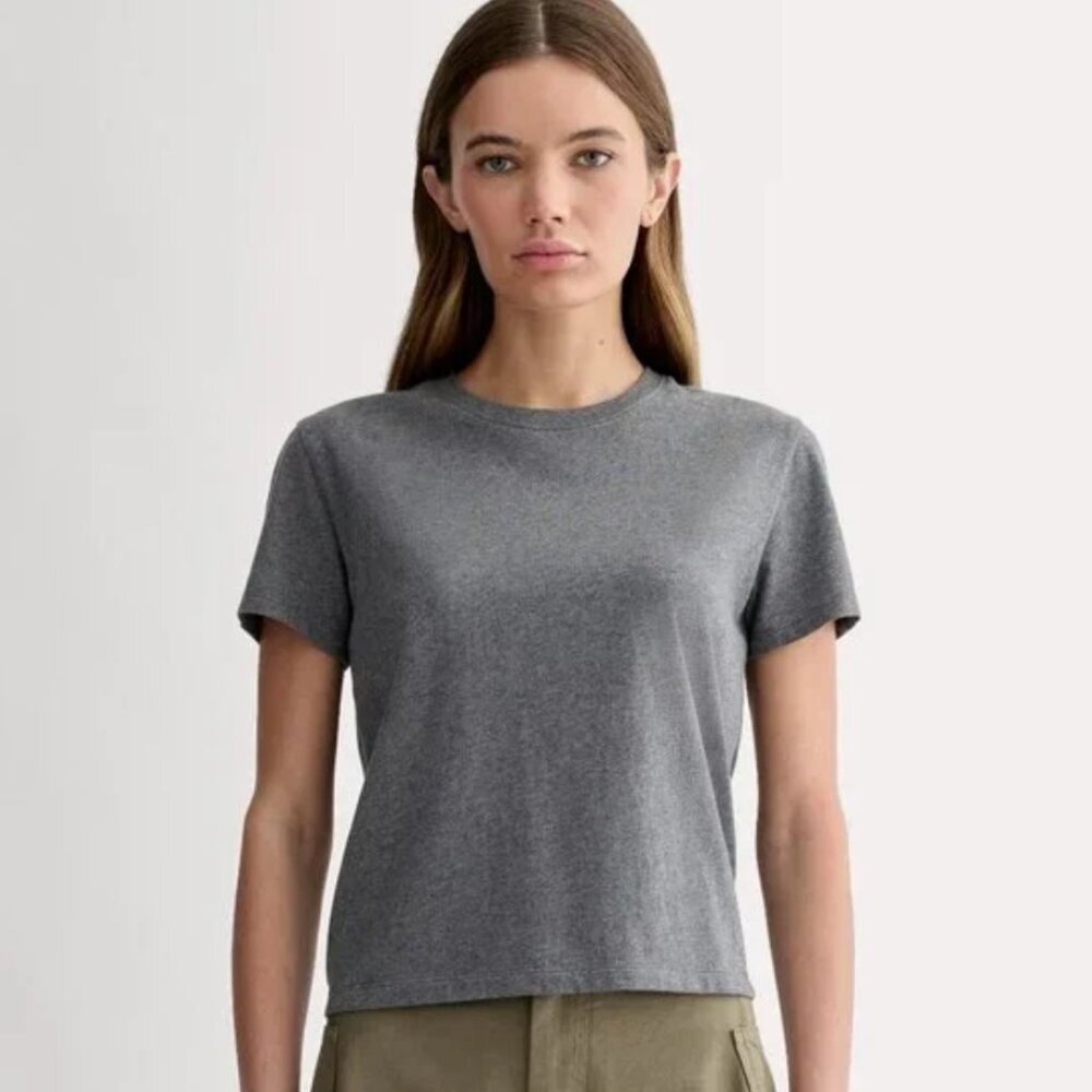 Everlane The Box Cut Organic Cotton Women’s Short Sleeve Tee Heathered Charcoal